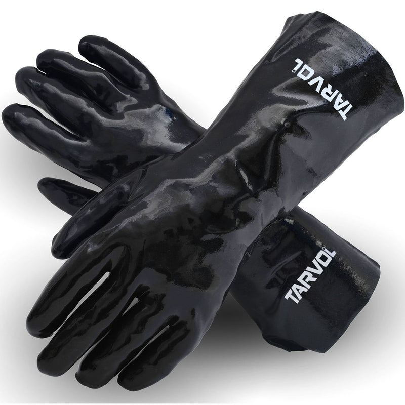  [AUSTRALIA] - Chemical Resistant PVC Gloves (HEAVY DUTY INDUSTRIAL GRADE) Long Cuff Provides Wrist & Forearm Protection - Perfect for Cleaning and Protection from Acid, Grease, Oil, Lab, Solvents, & More!