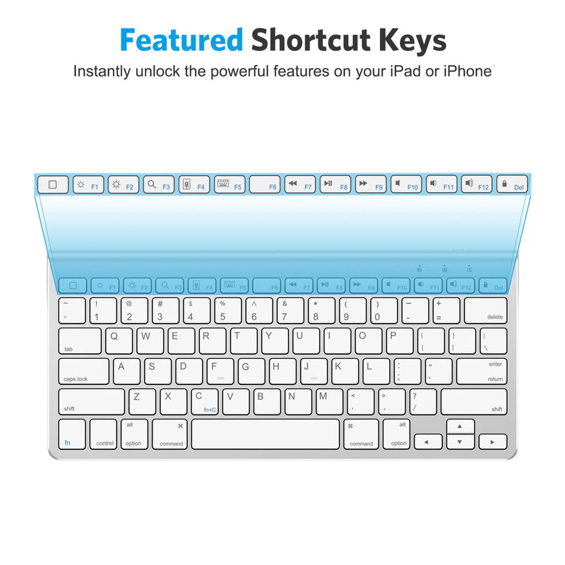  [AUSTRALIA] - OMOTON iPad Keyboard with Sliding Stand, Ultra-Slim Bluetooth Keyboard for iPad Air 4th Generation 10.9, iPad 10.2(9th/8th/7th Gen), iPad Mini, and More[Sliding Stand NOT for iPad Pro 12.9], White