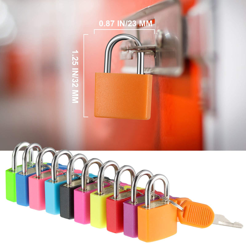  [AUSTRALIA] - Suitcase Locks with Keys, Small Luggage Padlocks Metal Padlocks Mini Keyed Padlock for School Gym Classroom Matching Game (Multicolor,10 Pieces)