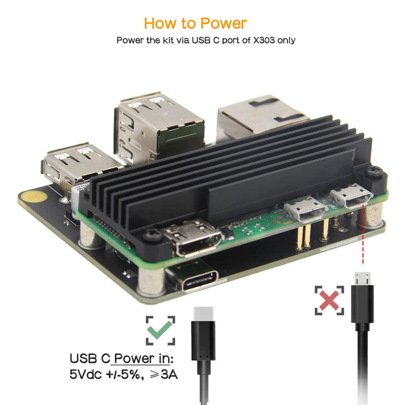  [AUSTRALIA] - Geekworm Raspberry Pi Zero 2 W Gigabit Ethernet Expansion Board X303 & 3-Port USB HUB Compatible with Raspberry Pi Zero 2 W / Zero W / Zero WH / Zero (Not Include Raspberry Pi)
