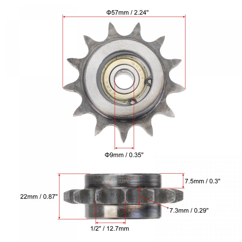  [AUSTRALIA] - uxcell #40 Chain Idler Sprocket, 9mm Bore 1/2" Pitch 13 Tooth Tensioner, Black Oxide Finish C45 Carbon Steel with Insert Double Bearing for ISO 08B Chains