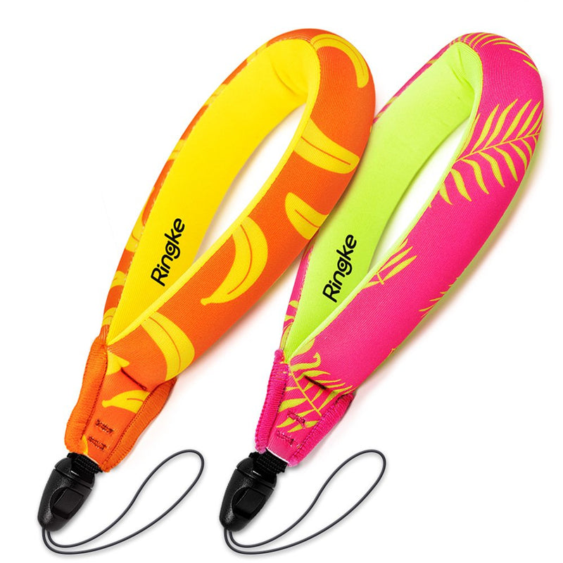  [AUSTRALIA] - Ringke Waterproof Float Strap (2 Pack), Floating Strap, Wristband, Hand Grip, Lanyard Compatible with Camera, Phone, Key Palm Leaves / Banana