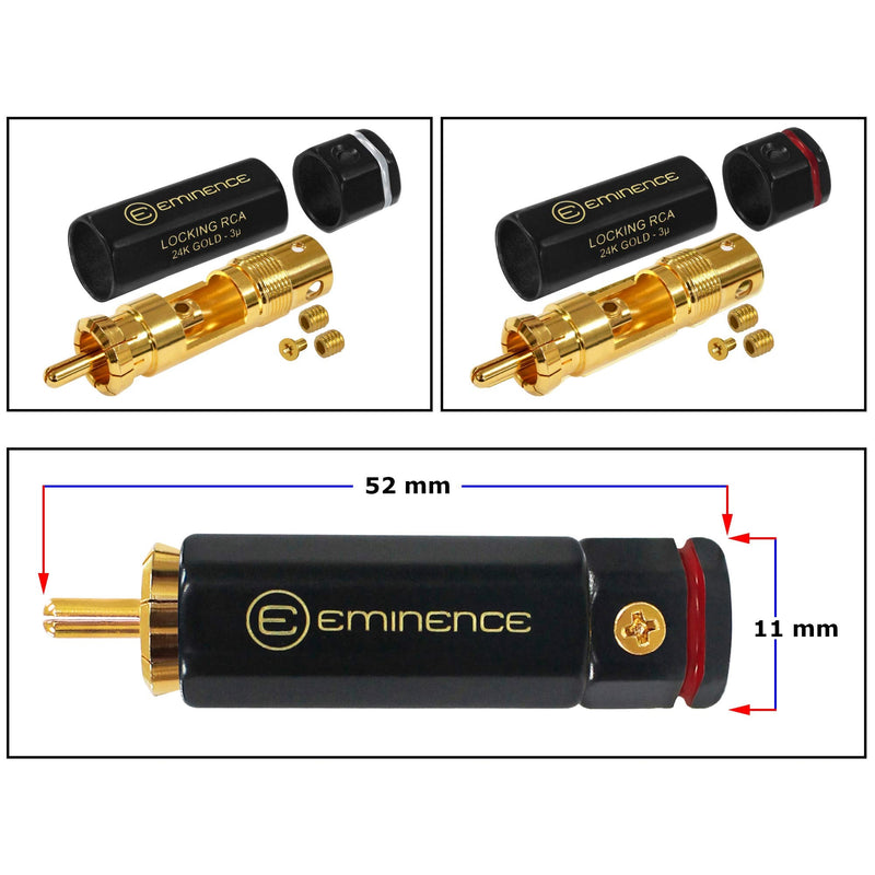  [AUSTRALIA] - 0.5 Foot – Directional Quad High-Definition Audio Interconnect Cable Pair Custom Made by WORLDS BEST CABLES – Using Mogami 2534 Wire and Eminence Gold Locking RCA Connectors