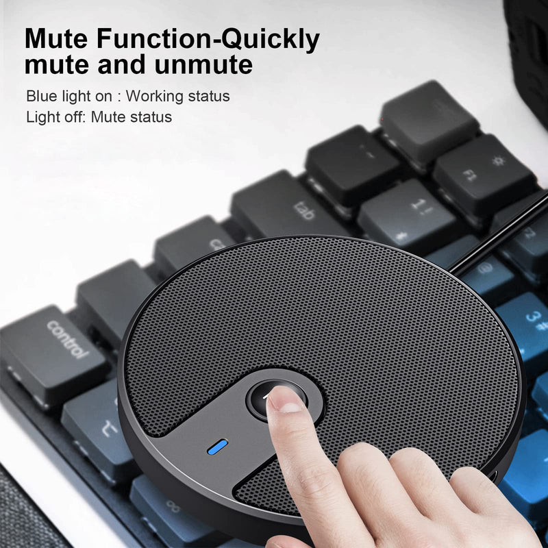  [AUSTRALIA] - Veetop USB Conference Microphone for Computer Desktop Laptop 360° Omnidirectional Portable Condenser PC Mic with Mute Plug & Play 3.5mm Aux Jack for Video Conference Zoom Meeting Skype Call Recording