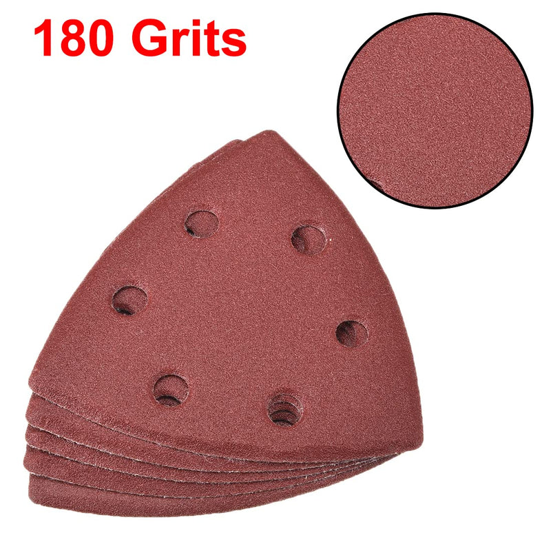  [AUSTRALIA] - uxcell Detail Sander Sandpaper, Triangular Sanding Paper, Hook and Loop Sanding Pads, Triangle Oscillating Multi Tool, 180 Grits 6 Holes, 15pcs