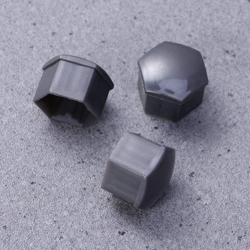  [AUSTRALIA] - Vosarea 21 in 1 Hexagonal Wheel Lug Nut Covers Bolts Covers Screw Protect Caps 21mm with Clips (Grey)