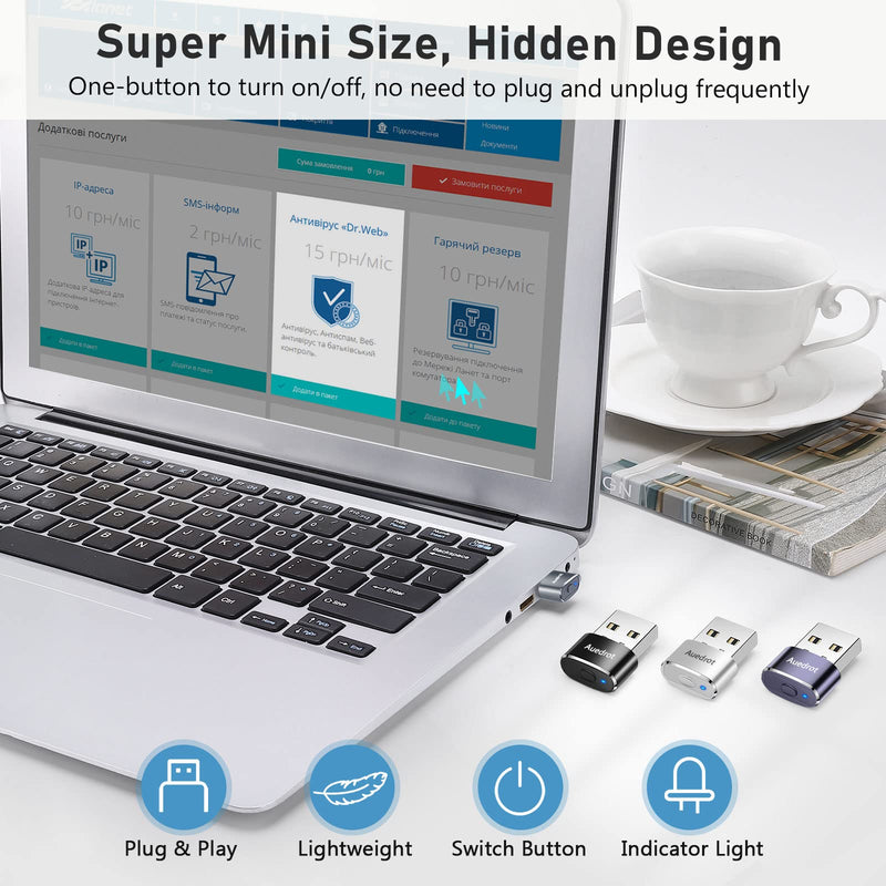  [AUSTRALIA] - Mouse Jiggler Undetectable Metal USB Mouse Mover with Switch Button, Automatic Mini Mouse Shaker with 2 Jiggle Modes, Mouse Simulator, Driver-Free, Plug & Play Keep Computer/Laptop Awake, Gray, 2 PCS