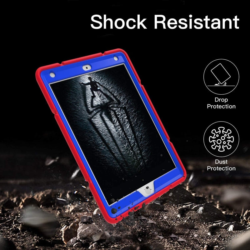  [AUSTRALIA] - Grifobes Kids Case for iPad 9th Generation Case, iPad 8th/7th Generation Case for Kids 2021/2020/2019,Heavy Duty Shockproof Rugged Case High Impact Protective Cover for iPad 9 8 7 Gen 10.2 inch RED+BLUE