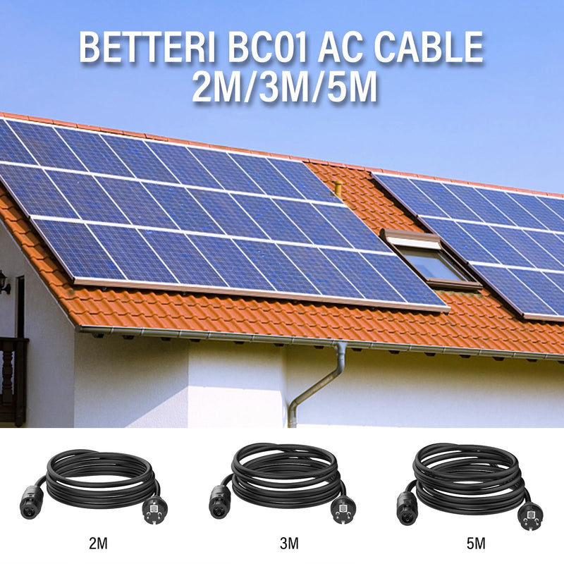  [AUSTRALIA] - Betteri BC01 balcony power station cable AC cable with Betteri BC01 socket to Schuko plug (IP44) extension adapter suitable for micro inverters (2M) 2M