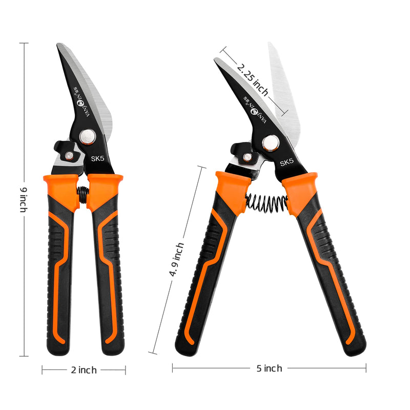  [AUSTRALIA] - 9-INCH Scissors Heavy Duty, 2 Packs Multi-Purpose Shears with Finely Serrated Curved Manganese Steel Blades and Safey Lock, All Purpose Scissors for School Office Home, Easy Cutting Various Items