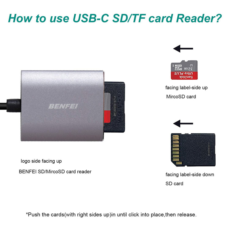 SD Card Reader, BENFEI 2in1 USB C to Micro SD Memory Card Reader Adapter [Aluminum Shell, High Speed] Thunderbolt 3 Compatible with Galaxy S20, MacBook Pro/MacBook Air/iPad Pro 2020, Surface Book 2 - LeoForward Australia