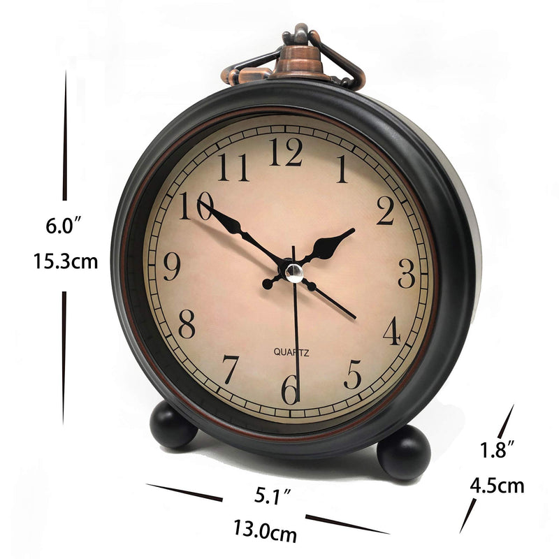  [AUSTRALIA] - Vintage Alarm Clock, Retro Analog Alarm Clock, 4 inch Super Silent Non Ticking Small Clock with Night Light, Battery Operated, Simply Design, for Living Room, Bedroom, Bedside, Desk, Gift Clock