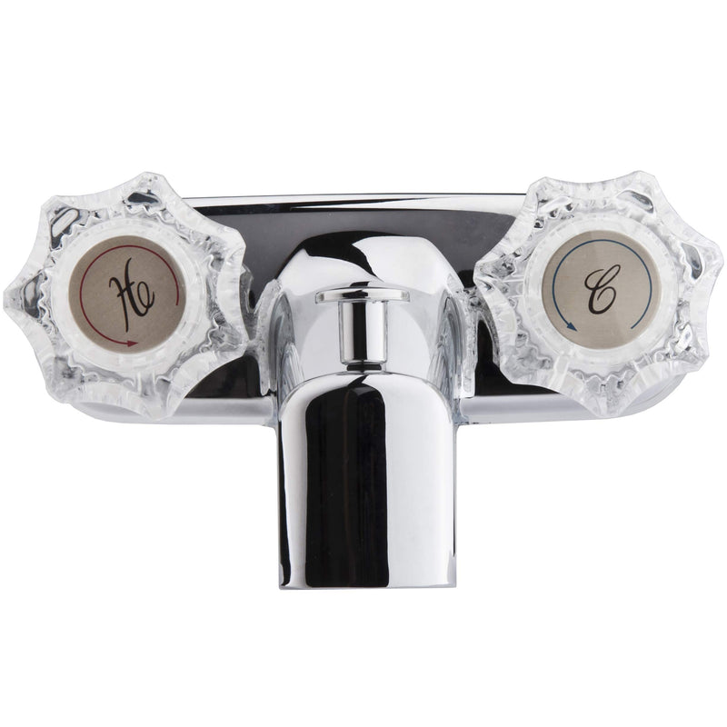  [AUSTRALIA] - Dura Faucet DF-SA110A-CP RV Tub and Shower Faucet Valve Diverter with Crystal Acrylic Knobs (Chrome) Chrome Polished