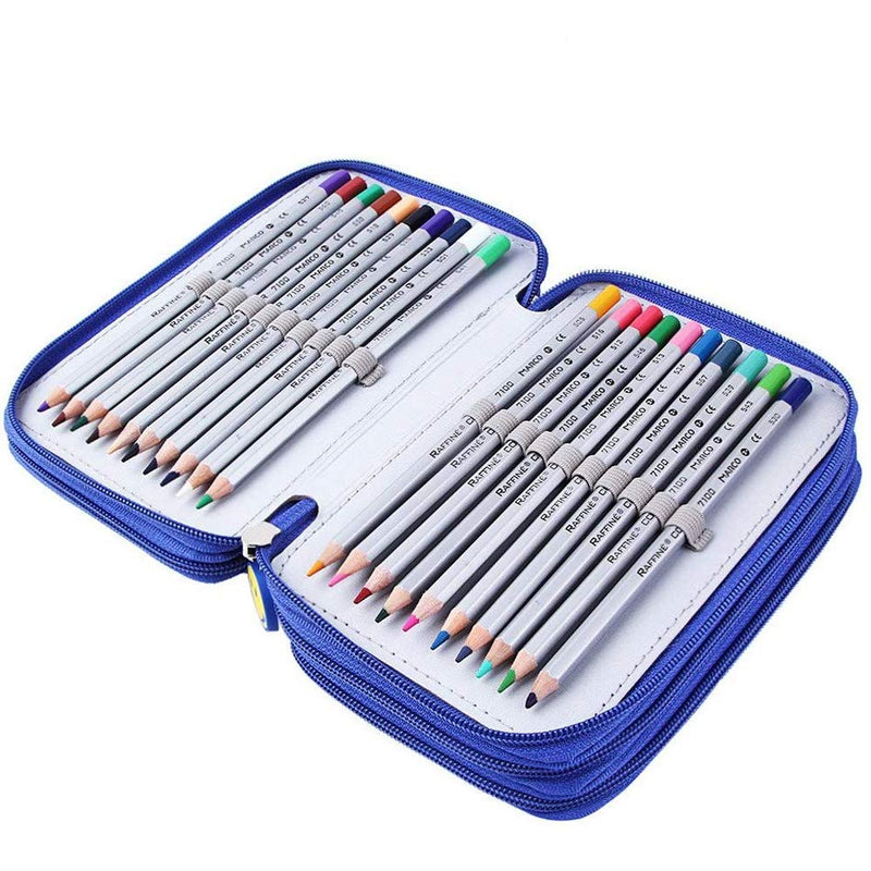  [AUSTRALIA] - 72 Slots High Capacity Zipper Pens Pencil Case Blue Plaid