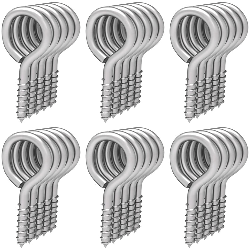  [AUSTRALIA] - Silver 30 Pcs 2 Inch Metal Screw Eyes Hook Self Tapping Screw in Eye Hooks Ring for Indoor & Outdoor Hanging, Lifting and Securing Cables, Wires Etc Small Items Silver