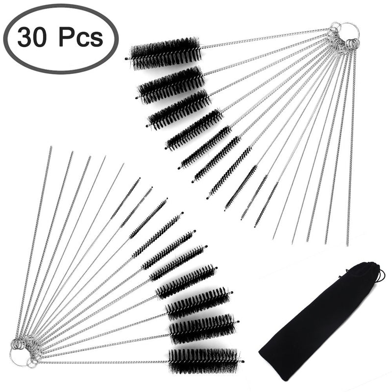 DanziX Nylon Tube Brush Cleaner, 2 Sets of Pipe Cleaning Brush Kit Total 30 PCS with Free Pouch for Drinking Straws Glasses Keyboards Jewelry - 20 Brushes+10 Needles - LeoForward Australia