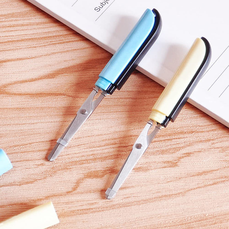  [AUSTRALIA] - MOTZU Set of 2 Portable Safe Scissor, Multipurpose Mini Folding Paper Cutting Scissors, Office School Supplies for Craft Sewing DIY Scrapbooking