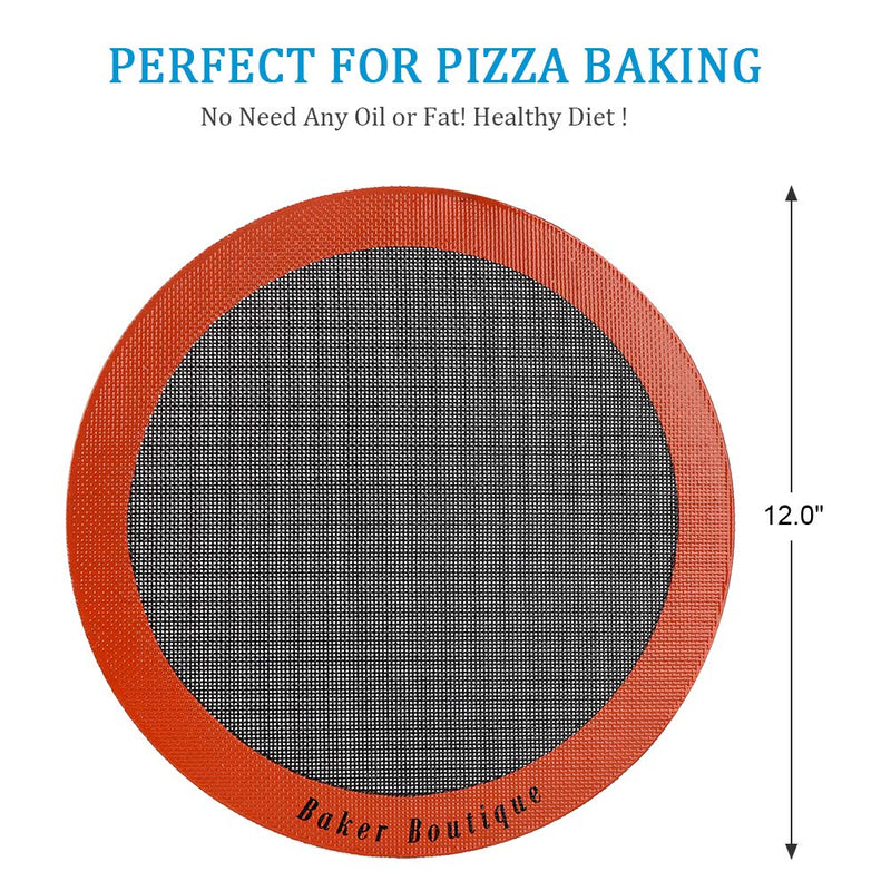  [AUSTRALIA] - Perfect Pizza Mat Silicone Baking Cake Liner, Heat Resistant Toaster Pad, Reusable Non-stick Perforated Steaming Mesh for Bread/Cookie/Pastry (12Inch, Orange, Round) 1