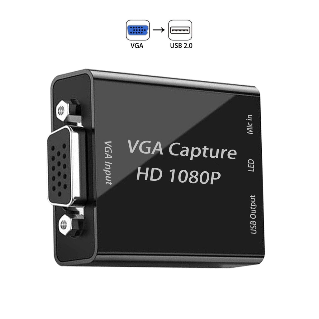  [AUSTRALIA] - VGA Capture Card, VGA to USB Capture Device with Mic Input Support HD 720P Video for Gaming, Streaming, Teaching, Video Conference, Live Broadcasting