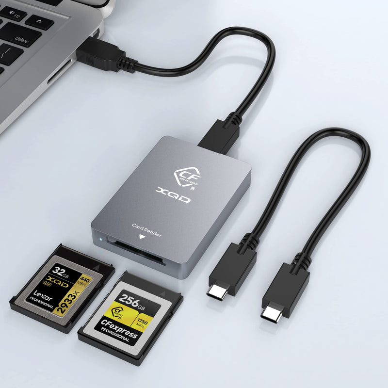  [AUSTRALIA] - CFexpress Card Reader & XQD Card Reader, 10Gbps Type B CFexpress Adapter USB C to USB C/USB A CF Express Memory Card Reader with USB3.1 Gen2 Transfer Speed, Compatible with Windows/Mac/Linux/Android CR326