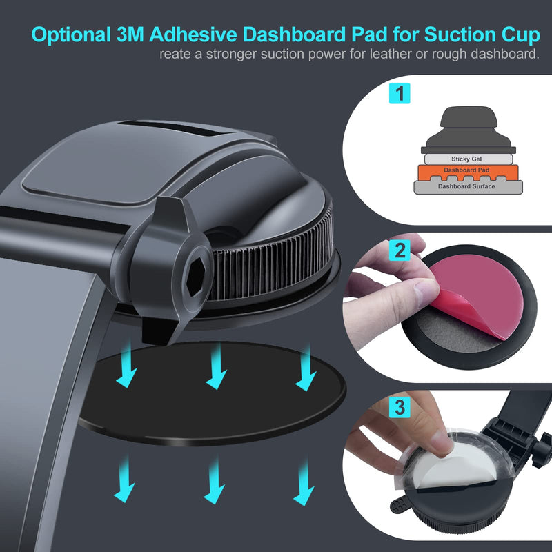  [AUSTRALIA] - Car Dashboard Tablet Mount Holder, 360° Rotatable Suction Cup with Large Clamp Dash Phone Stand for iPad Pro 12.9/9.7/11/10.5/Air/Mini 6 5 4 3, Samsung Galaxy Tab, iPhone 14/13, 4.7"-12.9" Tab & Phone