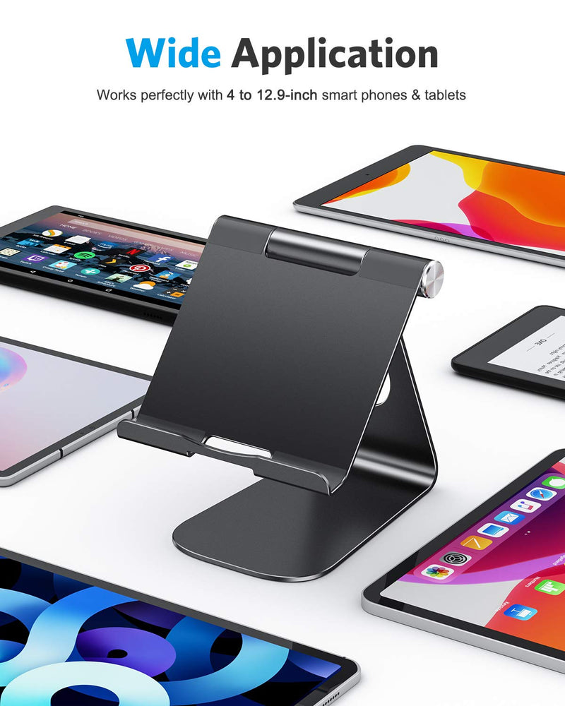  [AUSTRALIA] - Tablet Stand Holder Adjustable, OMOTON T1 iPad Stand, Desktop Aluminum Tablet Dock Cradle Compatible with iPad Air 4/Mini, New iPad 10.2/9.7, iPad Pro 11/12.9, Samsung, Nintendo and More, Black