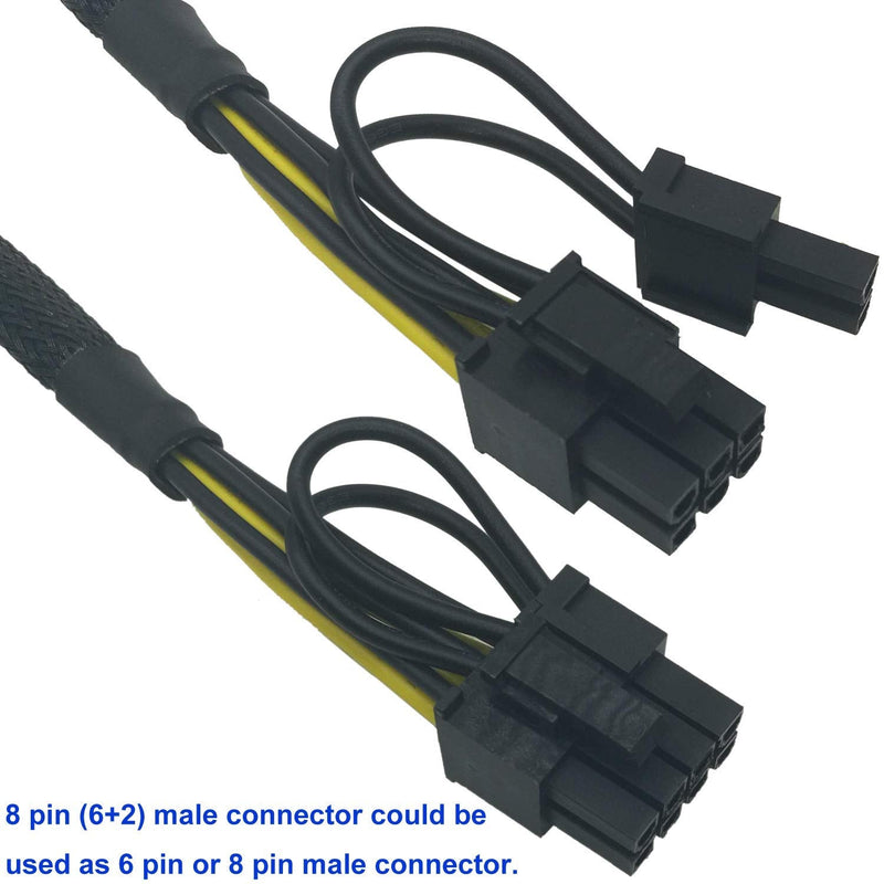  [AUSTRALIA] - COMeap 8 Pin Male to Dual 8 Pin(6+2) Male PCIe Power Adapter Cable for Dell T3600 T3610 T5600 T5610 T5610 T7600 T7610 5810 T5810 T7810 13-inch(34cm)