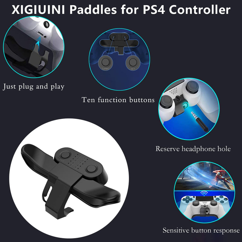  [AUSTRALIA] - XIGIUINI Paddles for PS4 Controller, Back Button Attachment for PS4, Controller Paddles for ps4, TURBO Function/Memory Function/Plug And Play, PS4 controller accessories