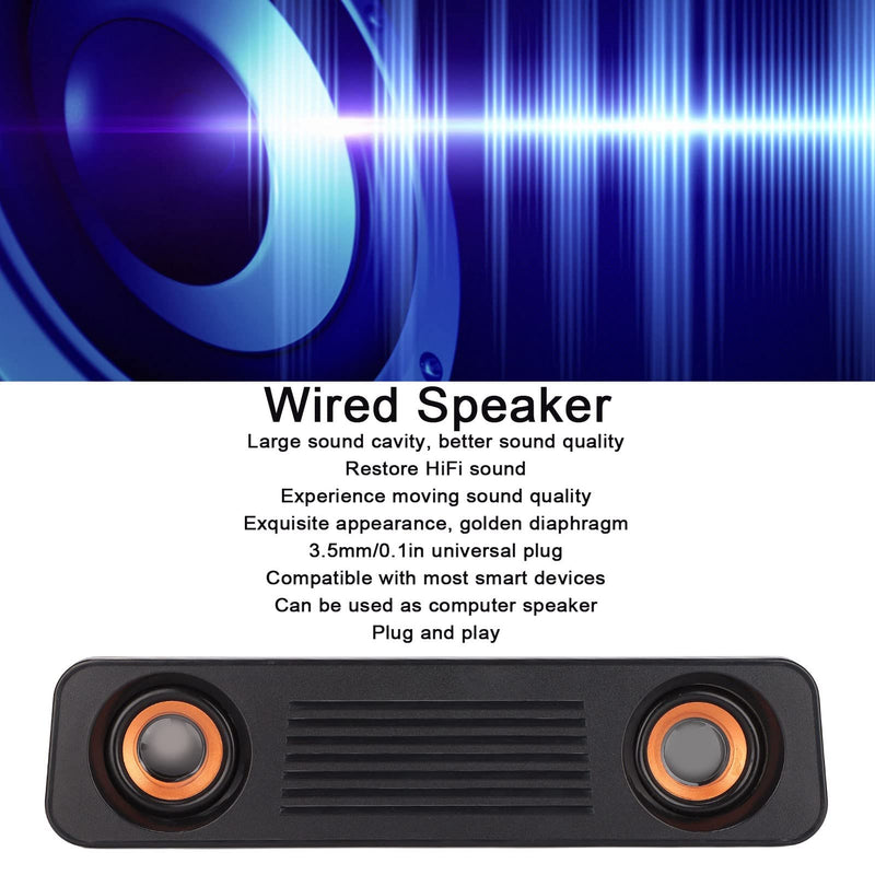  [AUSTRALIA] - Heayzoki Wired Speaker HiFi Stereo Subwoofer USB Powered 3.5mm Plug Portable Desktop Long Speaker for TV Computer Tablet, Home Audio Theater Surround Sound System