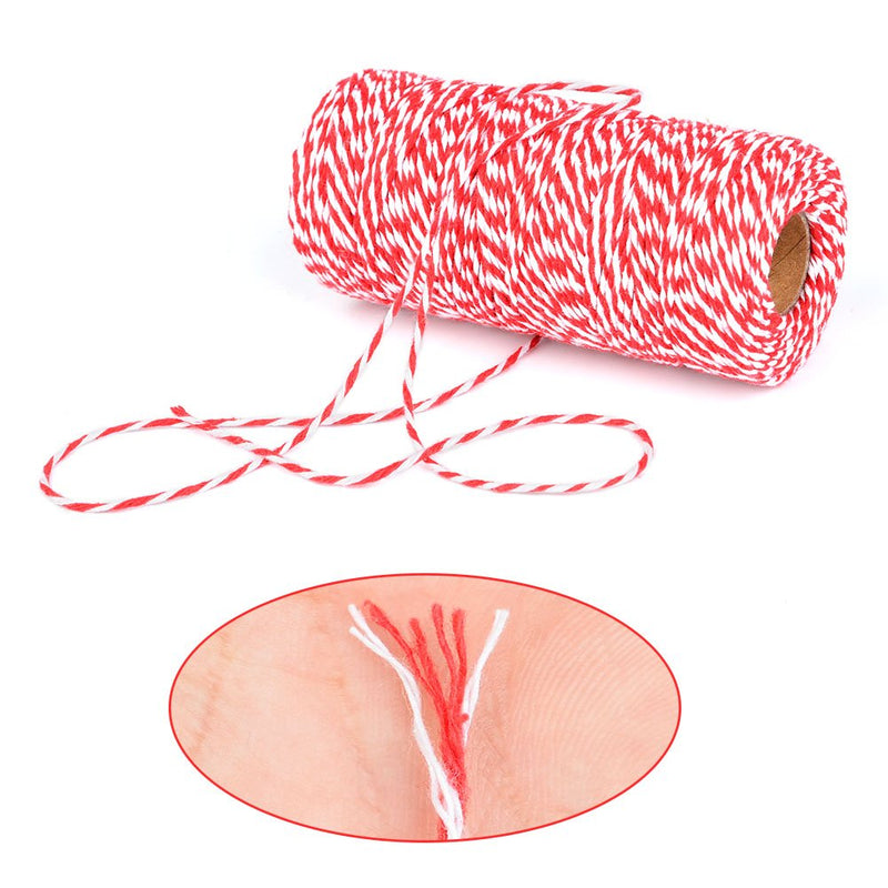  [AUSTRALIA] - OFNMY Red and White Bakers Twine Christmas Gift Wrapping Cotton Twine for Baking Butchers DIY Arts Crafts (1mm/328 Feet)