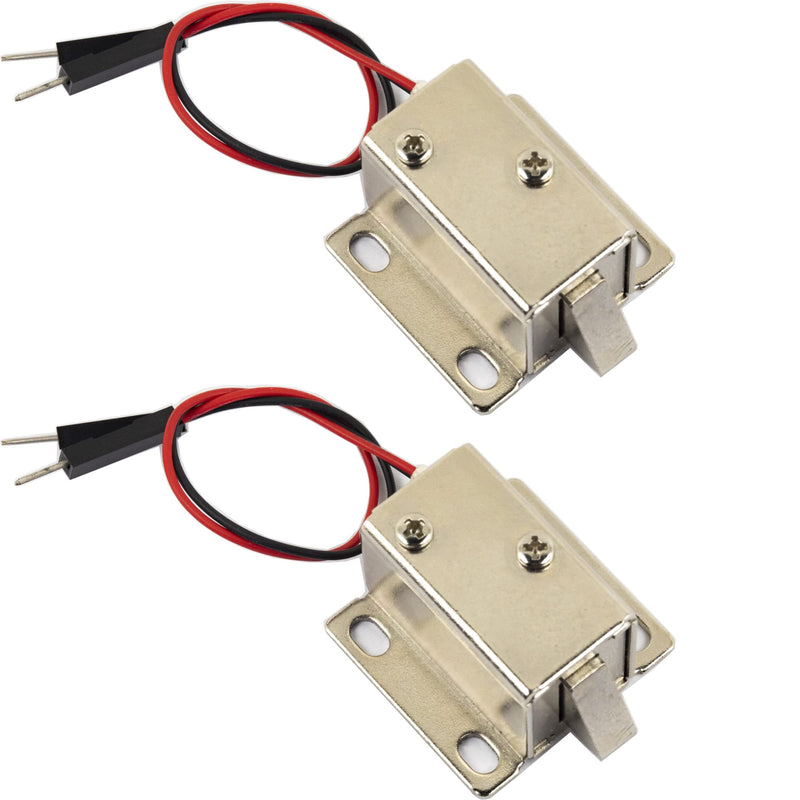  [AUSTRALIA] - jujinglobal 2pcs 12V 0.4A Electric Lock with 2.54mm Dupont Male pins Easy for breadboard