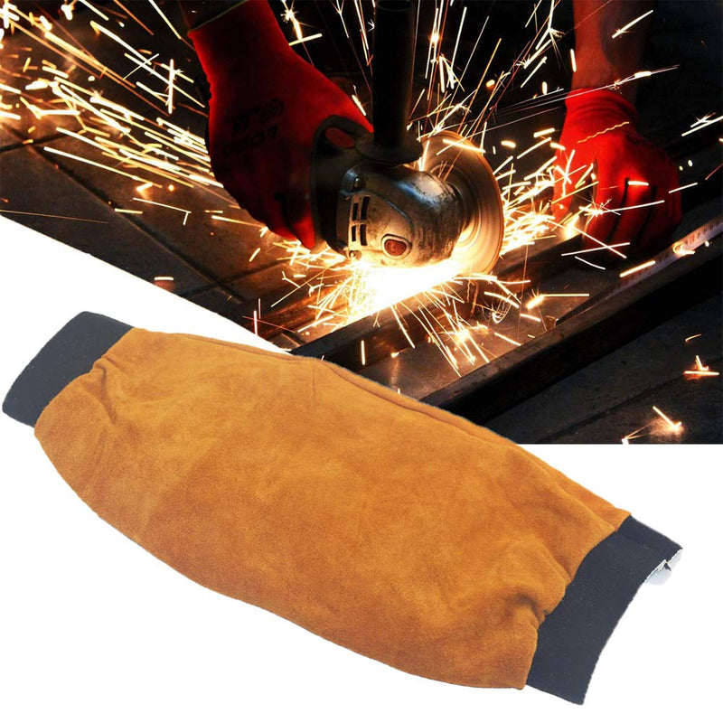  [AUSTRALIA] - Jewboer Leather Welding Sleeves Heat Flame Resistant Arm Protection for Welder 16.5" Long