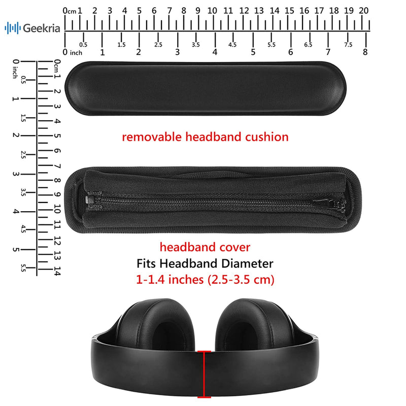  [AUSTRALIA] - Geekria Hook and Loop Headband Cover + Headband Pad Set/Headband Protector with Zipper/DIY Installation No Tool Needed, Compatible with Bose Beats JBL ATH Hyperx Skullcandy Headphones (Black) Faux Leather