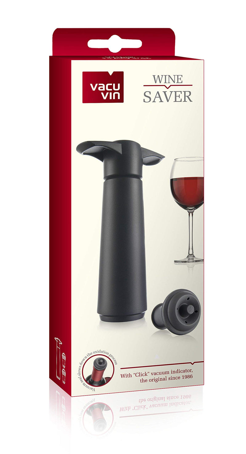  [AUSTRALIA] - Vacu Vin Wine Saver Pump with 2 x Vacuum Bottle Stoppers - Black (Black with 2 wine stoppers)