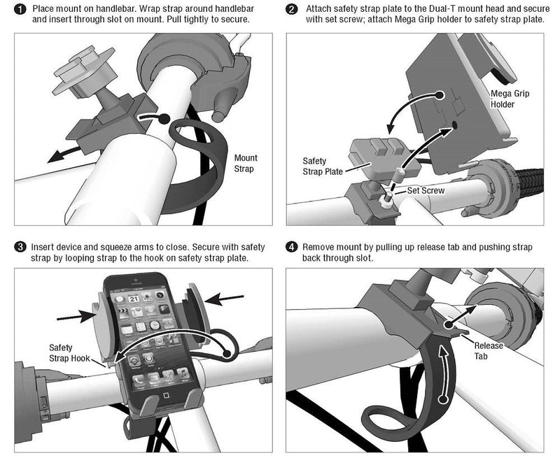  [AUSTRALIA] - Arkon Mounts SM434 Bike or Motorcycle Phone Holder Strap Mount for iPhone 13 12 11 Pro Max Galaxy S21 S20 Note 20 10 Retail Black