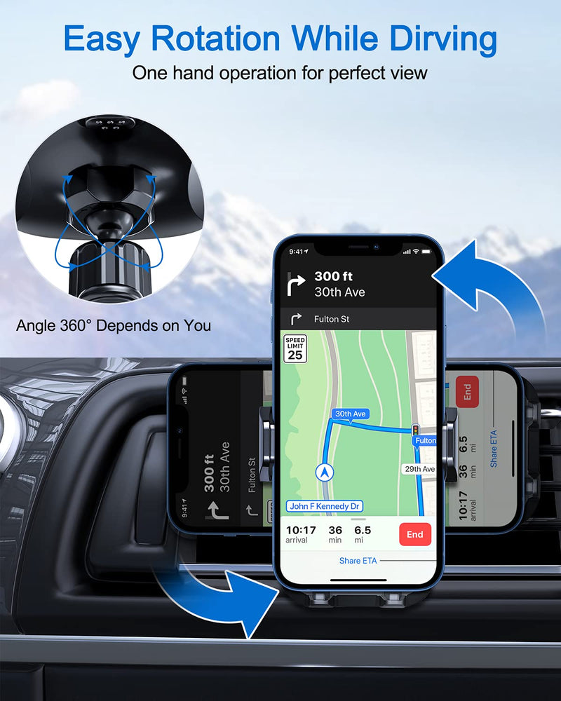  [AUSTRALIA] - vanva 【Military-Grade Universal Air Vent Car Mount, 【 Big Phones & Thick Case Friendly 】 Cell Phone Holder for Car Hands Free Clamp Cradle Vehicle Compatible with All Apple iPhone