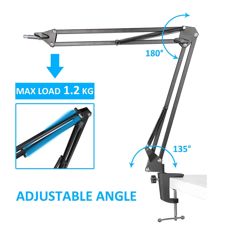  [AUSTRALIA] - Mic Stand For Fifine K670 670B, Boom Arm with Windscreen and Cable Sleeve Compatible with Fifine USB Podcast Microphone, Professional Adjustable Suspension Boom Scissor Mic Stand by YOUSHARES