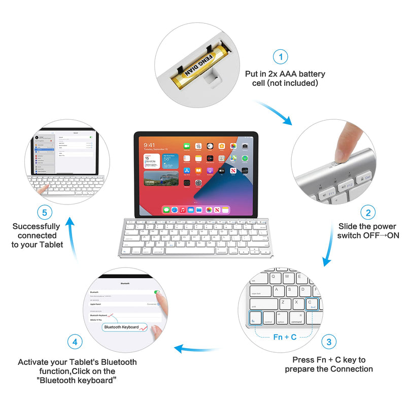  [AUSTRALIA] - OMOTON iPad Keyboard with Sliding Stand, Ultra-Slim Bluetooth Keyboard for iPad Air 4th Generation 10.9, iPad 10.2(9th/8th/7th Gen), iPad Mini, and More[Sliding Stand NOT for iPad Pro 12.9], White