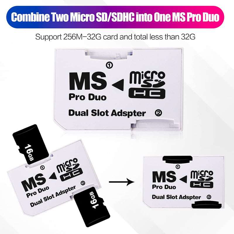 Cuziss Dual Slot MicroSD Micro SDHC Adapter Duo Pro Memory Stick Adapter for PSP Sony - LeoForward Australia