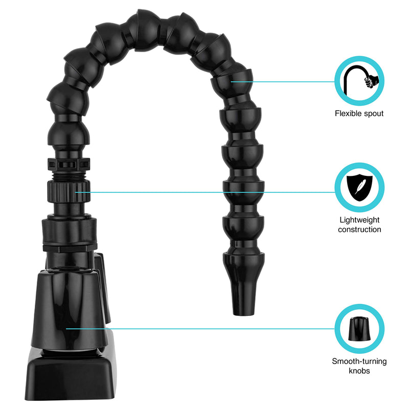  [AUSTRALIA] - Dura Faucet RV Exterior Quick Connect Faucet with Flexible Gooseneck Spout (Black) Faucet with Spout Black