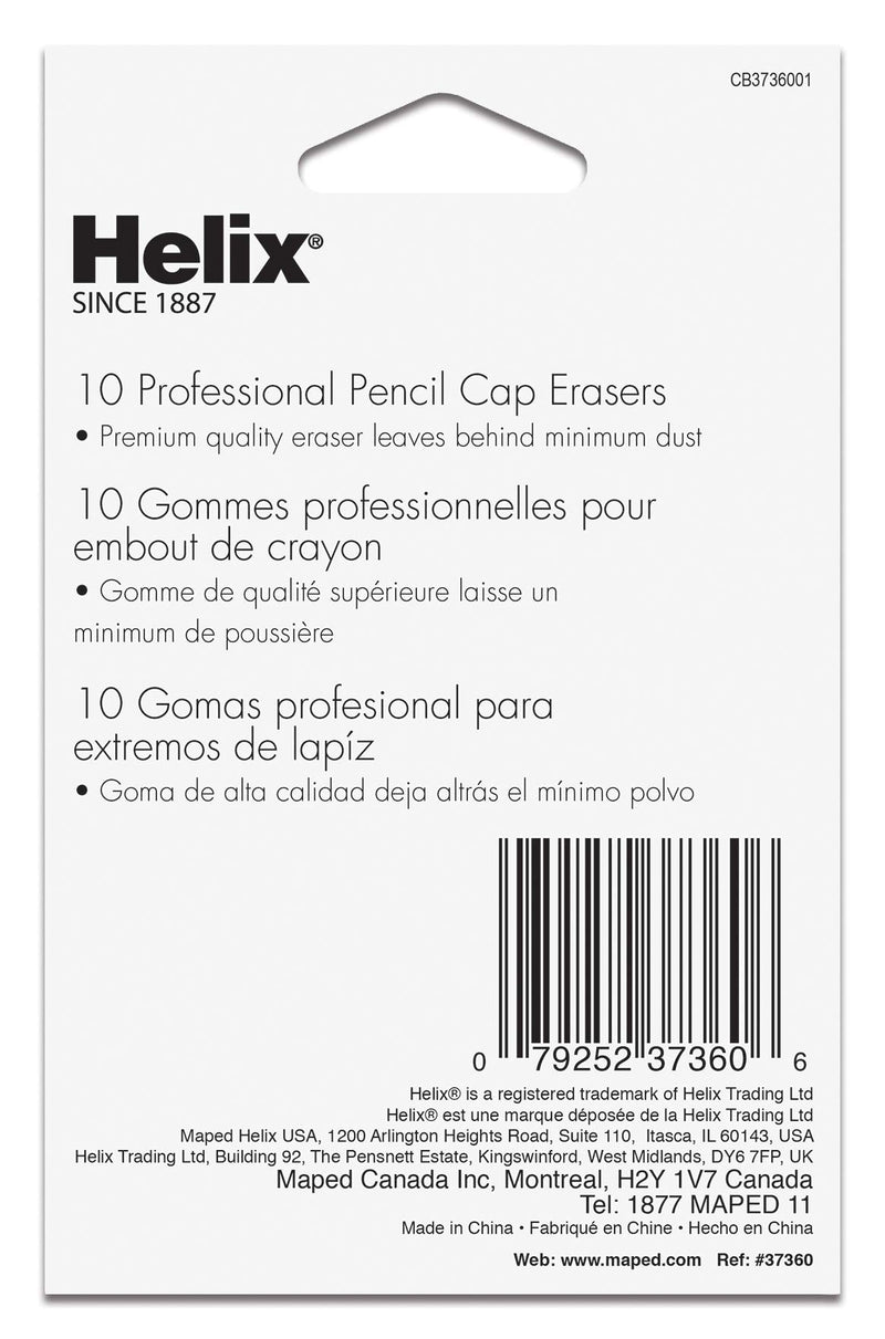 Maped Helix USA Helix Professional Pencil Cap Latex Free Oversized Erasers 10ct (37360), White - LeoForward Australia