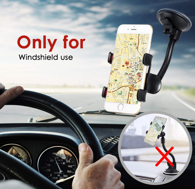  [AUSTRALIA] - ivoler Car Phone Mount Windshield, Long Arm Clamp Universal Windshield with Double Clip Strong Suction Cup Cell Phone Holder Compatible with iPhone 13 12 11 Pro XS Max 7 8 6 Plus for Galaxy S22 Ultra