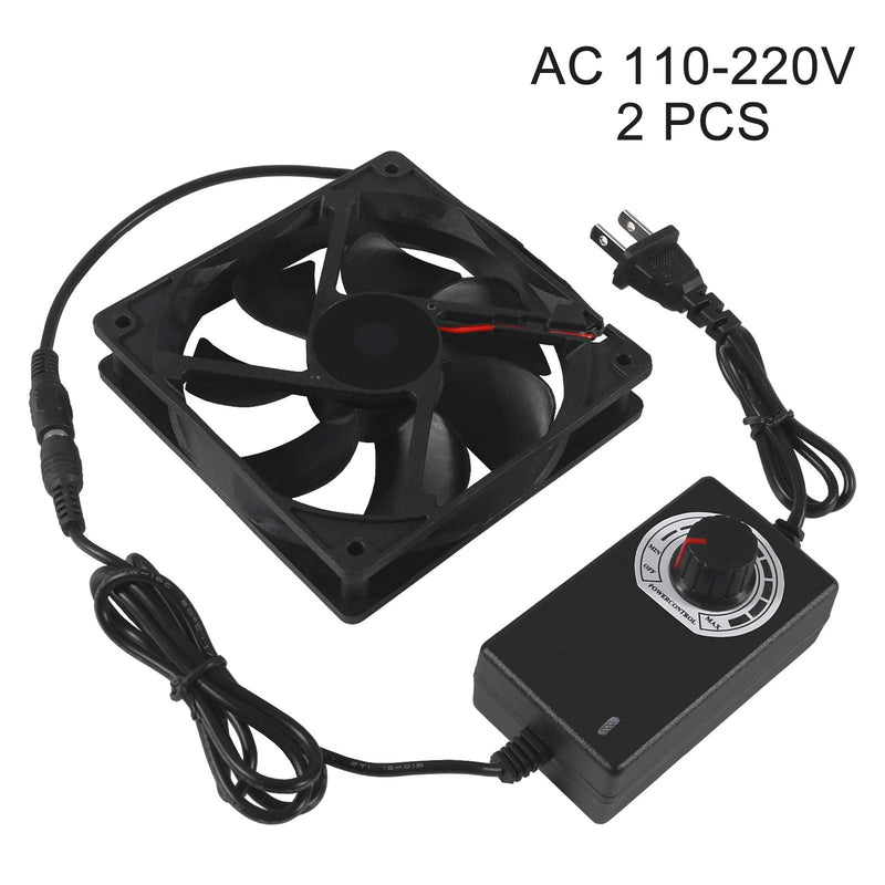  [AUSTRALIA] - 2PCS Blower Cooling Fan 120x25mm 110V 220V AC Powered Cooling Fan Dual-Ball Bearings 3 to 12V Speed Controller Fan for Receiver DVR Compatible with Playstation Xbox Component