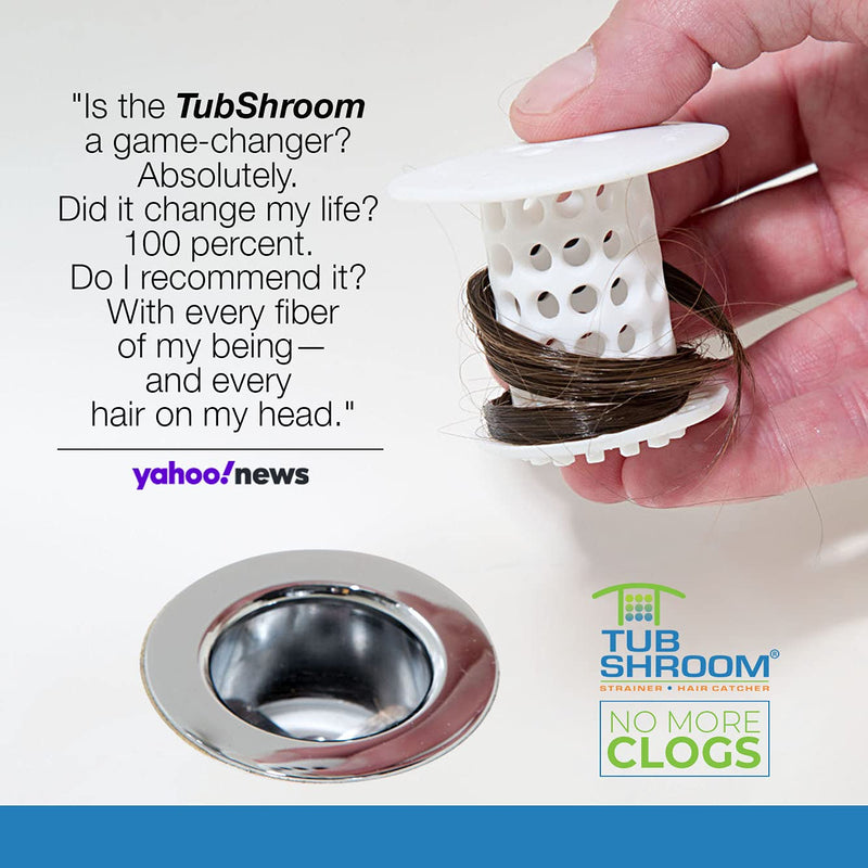 TubShroom The Revolutionary Tub Drain Protector Hair Catcher/Strainer/Snare, White, 2.25 x 2.25 Inch - LeoForward Australia