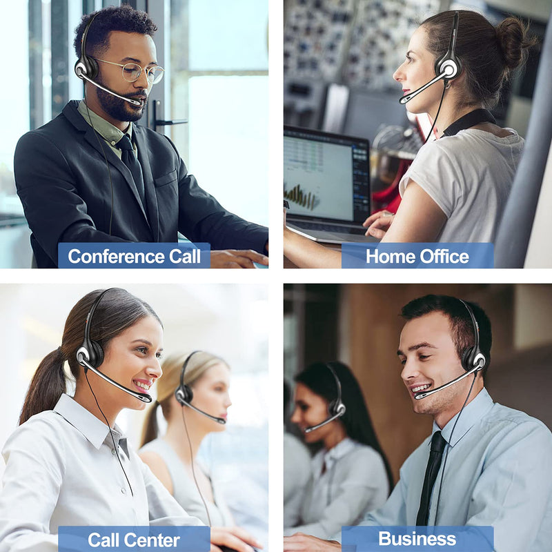  [AUSTRALIA] - Phone Headset RJ9 with Microphone Noise Cancelling & Volume Controls, Office Telephone Headset Compatible with Polycom Plantronics Avaya ShoreTel Toshiba Digium Nortel Landline Phones, Clear Calls