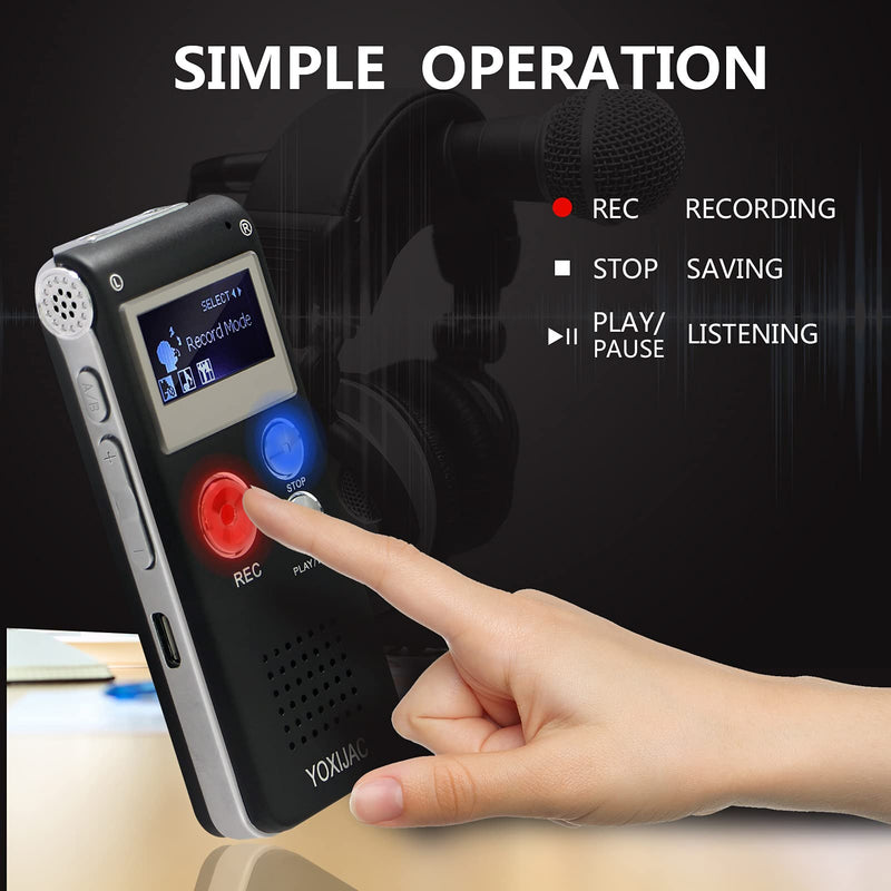  [AUSTRALIA] - YOXIJAC Digital Voice Recorders Voice Activated Recorder for Meeting Lecture 8GB Audio Recorder Recording Device A-B Repeat Mini Portable Tape Recorder with MP3 Microphone (8GB)