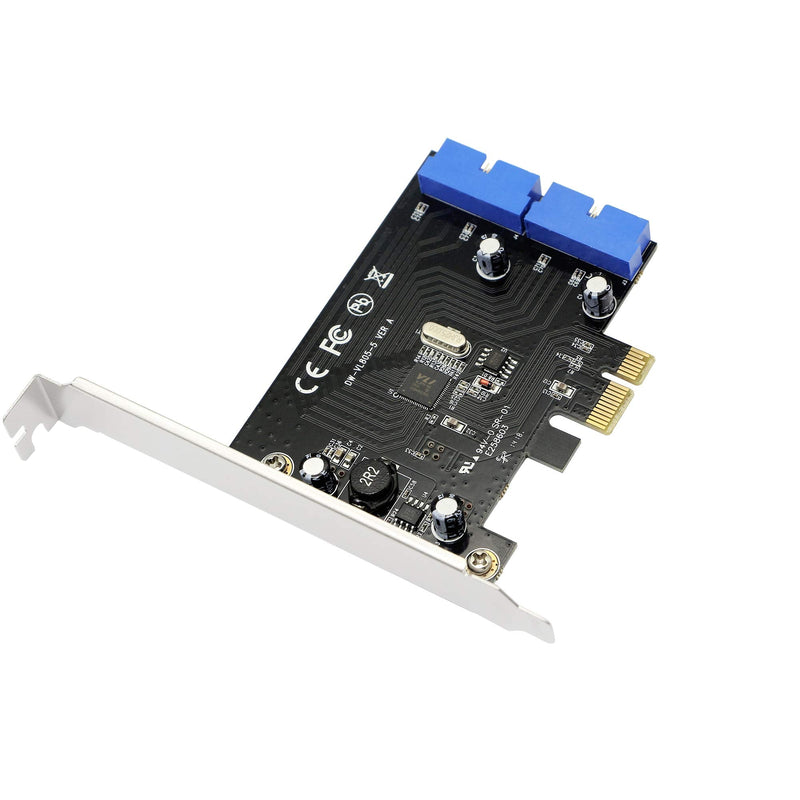  [AUSTRALIA] - SinLoon PCI Express to Dual 19 Pin USB 3.0 Card PCI-e to Internal 20Pin Male Ports Adapter for PC (19 Pin)