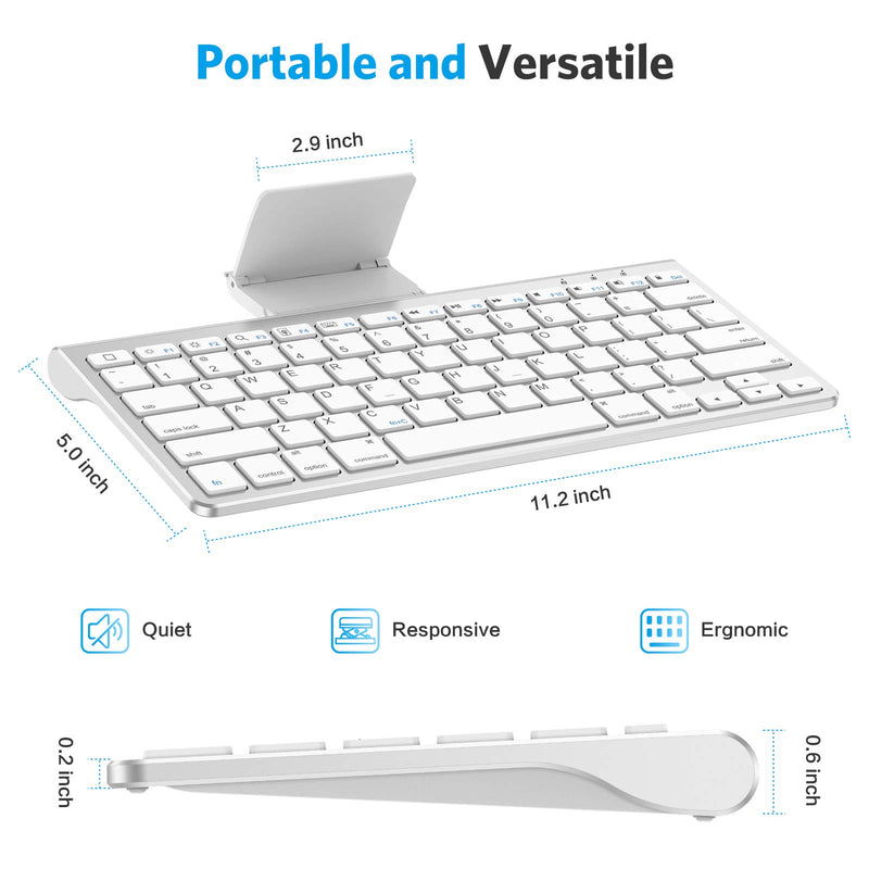  [AUSTRALIA] - OMOTON iPad Keyboard with Sliding Stand, Ultra-Slim Bluetooth Keyboard for iPad Air 4th Generation 10.9, iPad 10.2(9th/8th/7th Gen), iPad Mini, and More[Sliding Stand NOT for iPad Pro 12.9], White