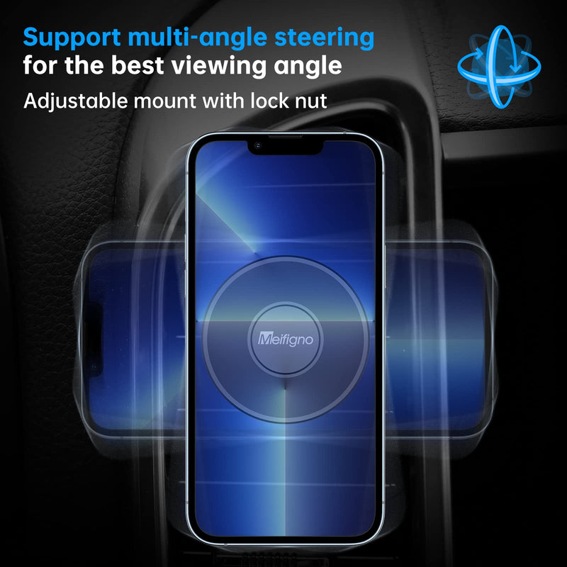  [AUSTRALIA] - Meifigno Magnetic Car Vent Mount for iPhone 14/13/12 Series [Strong Power] [Upgraded Air Vent Clip] Car Phone Mount 360° Rotation Phone Mount Cell Phone Holder for Car Fit for MagSafe Case