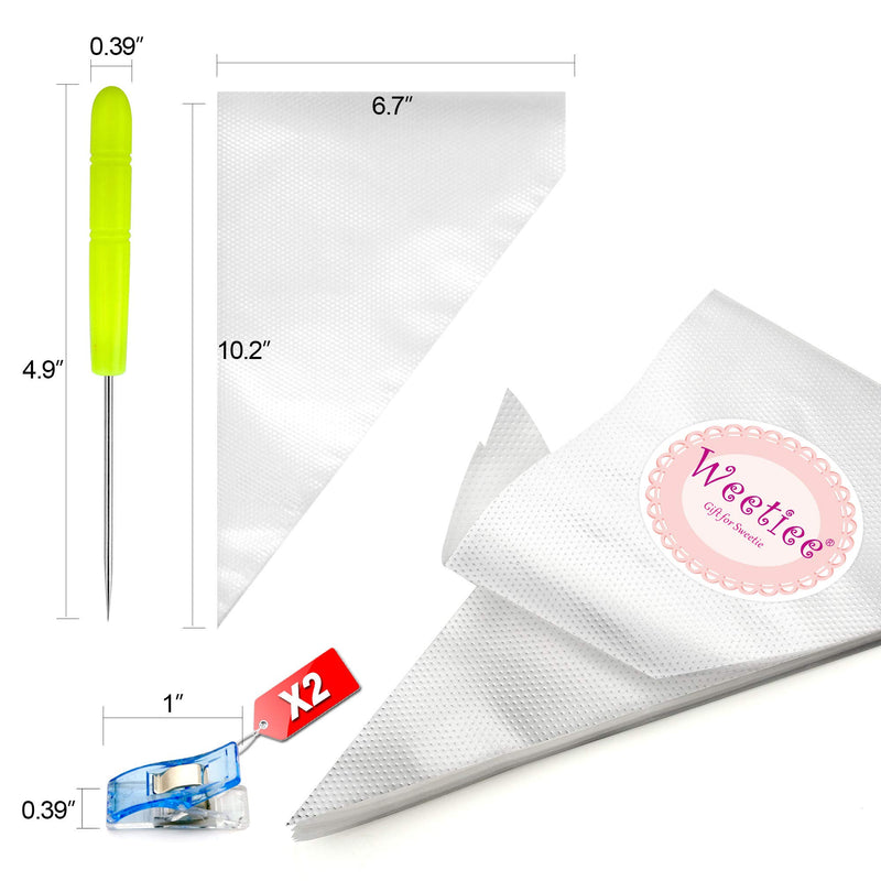  [AUSTRALIA] - Weetiee Tipless Piping Bags - 100pcs 12-Inch Disposable Piping Pastry Bag for Royal Icing/Cookies Decorating - Best Frosting Icing Bags Cookie/Cake Decorating Tools - Bonus 2 Clips &1 Scriber Needle